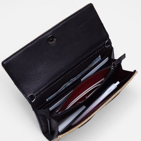 EUC Hammitt AJ Crossbody Clutch Chaparral Raffia/Gunmetal - Picture 4 of 12